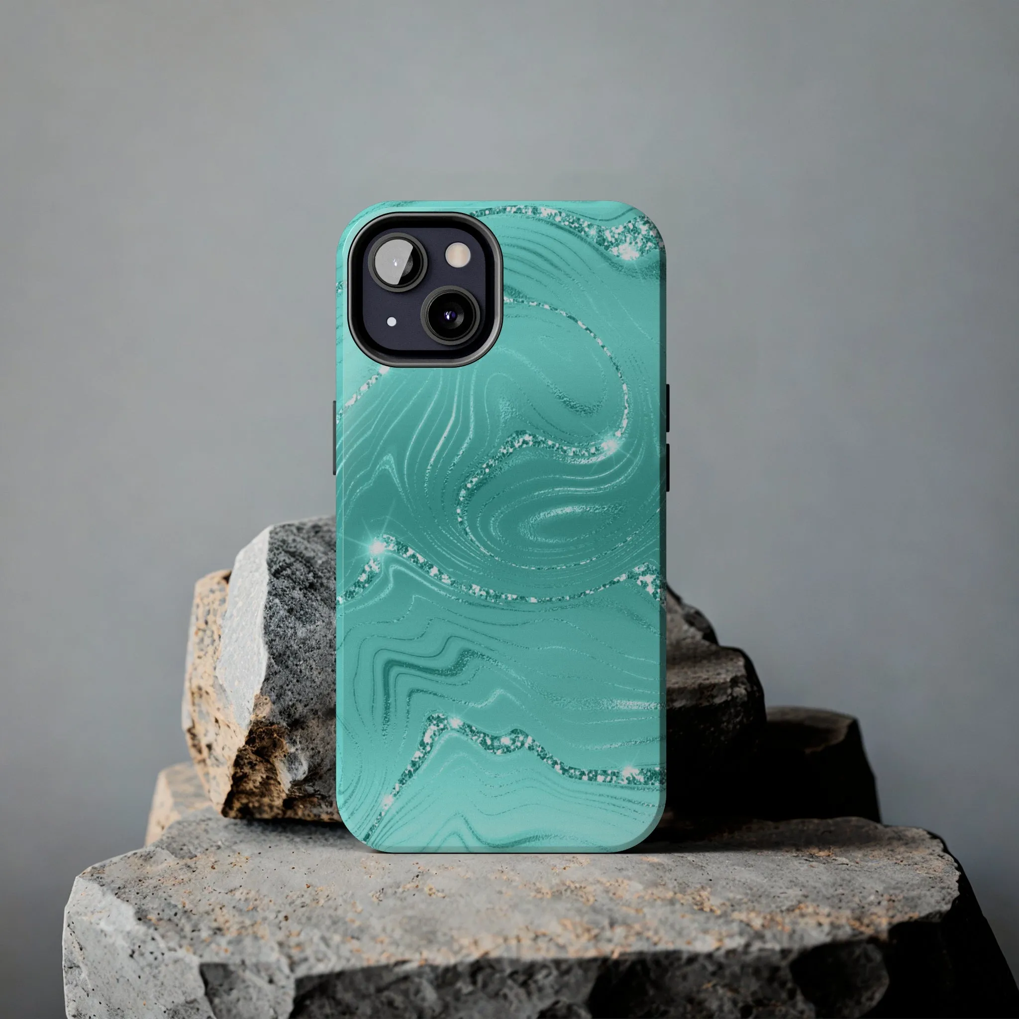 Marbled Turquoise Design Tough Phone Case compatible with a large variety of phone models, Gift, Phone Case