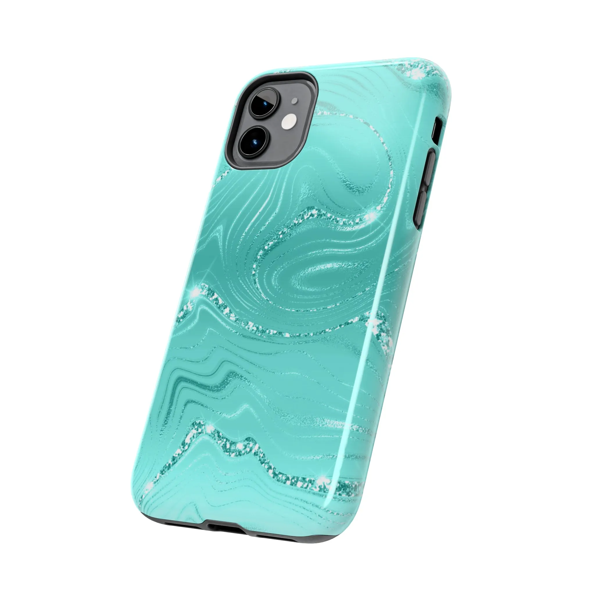 Marbled Turquoise Design Tough Phone Case compatible with a large variety of phone models, Gift, Phone Case