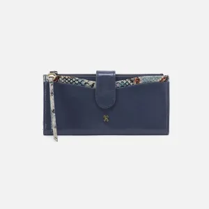 Max Continental Wallet In Mixed Leathers - Blue Stone