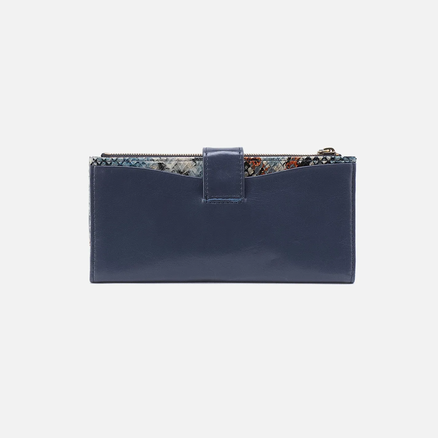 Max Continental Wallet In Mixed Leathers - Blue Stone