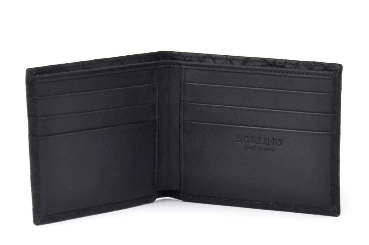 Men's Leather Bi-Fold Wallet - Buffalo & Calf Leathers - Onyx Black