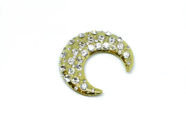 Moon Crystal Rhinestone Brooch 2" - 1 Piece