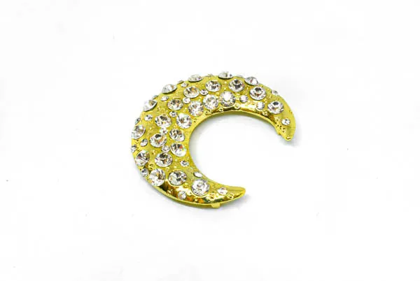 Moon Crystal Rhinestone Brooch 2" - 1 Piece