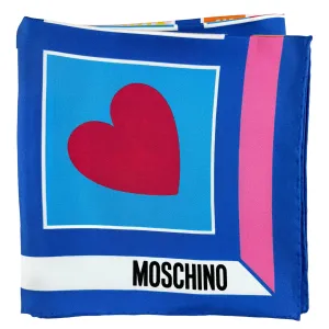 Moschino Scarf Blue Signature Design - Square Silk Foulard - Spring/ Summer 2024 Collection