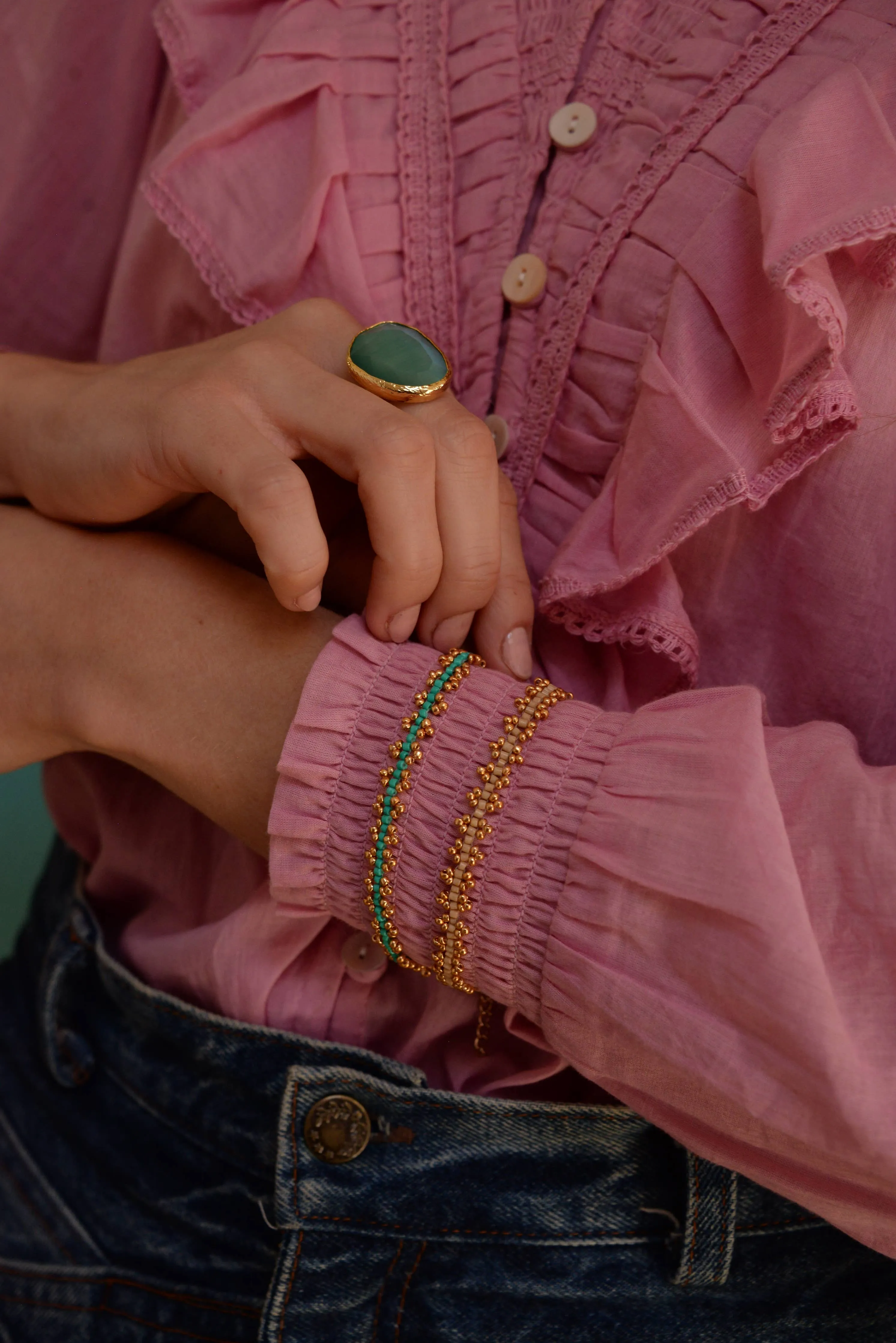 My Doris Gold Beaded Flower Bracelet