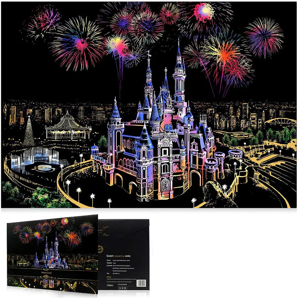 Night View Scratch Paper Painting DIY for Adults and Kids