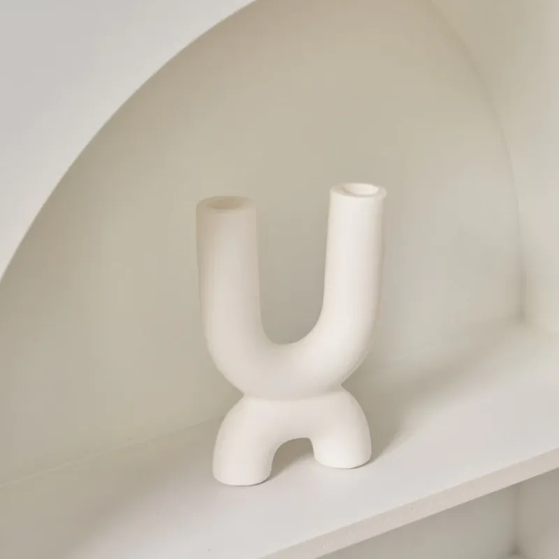 Off White Curves Architectural Ceramic Candle Holder