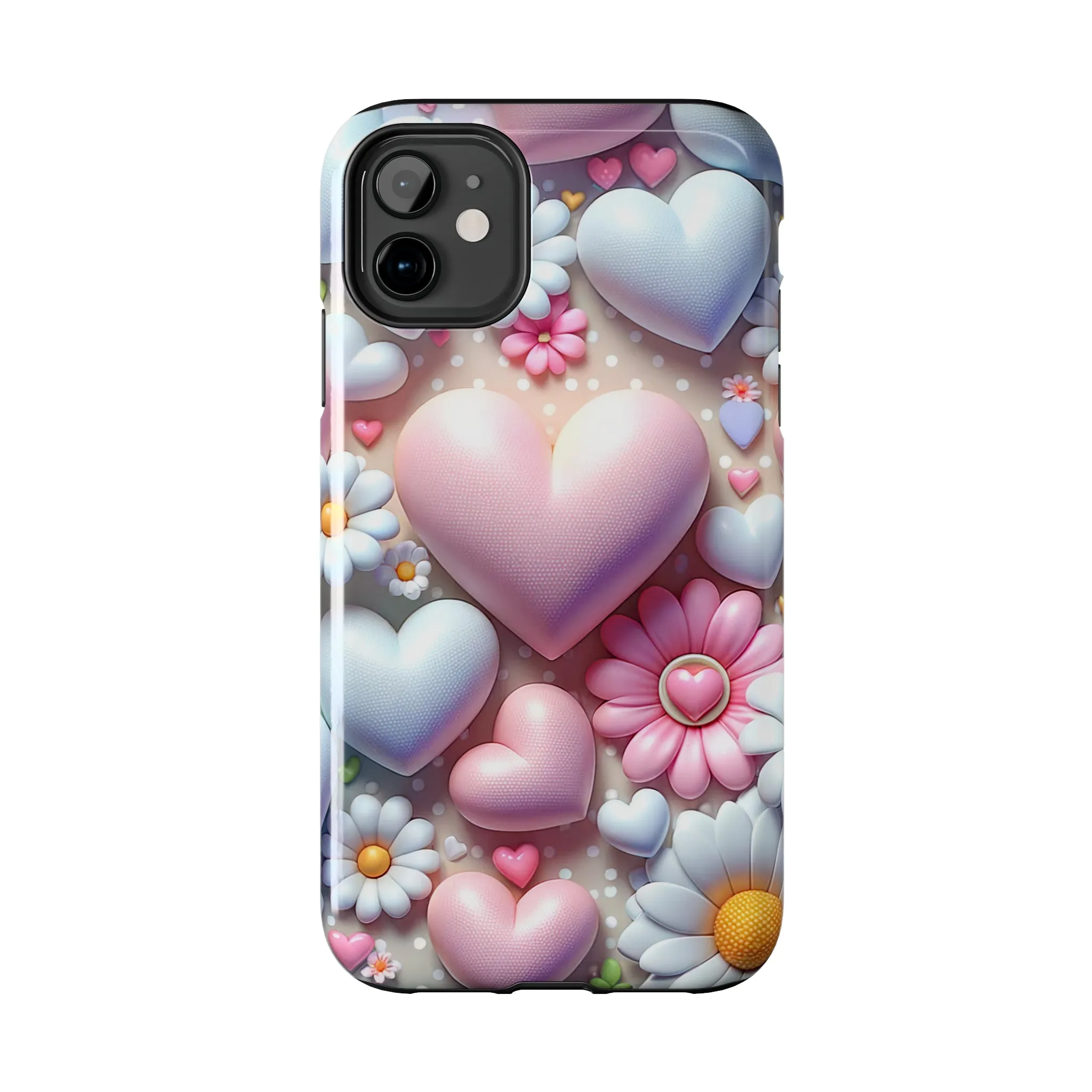 Pastel Heart and Flower Digital print Design Tough Phone Case compatible with a large variety of iPhone models, Gift, Phone Case