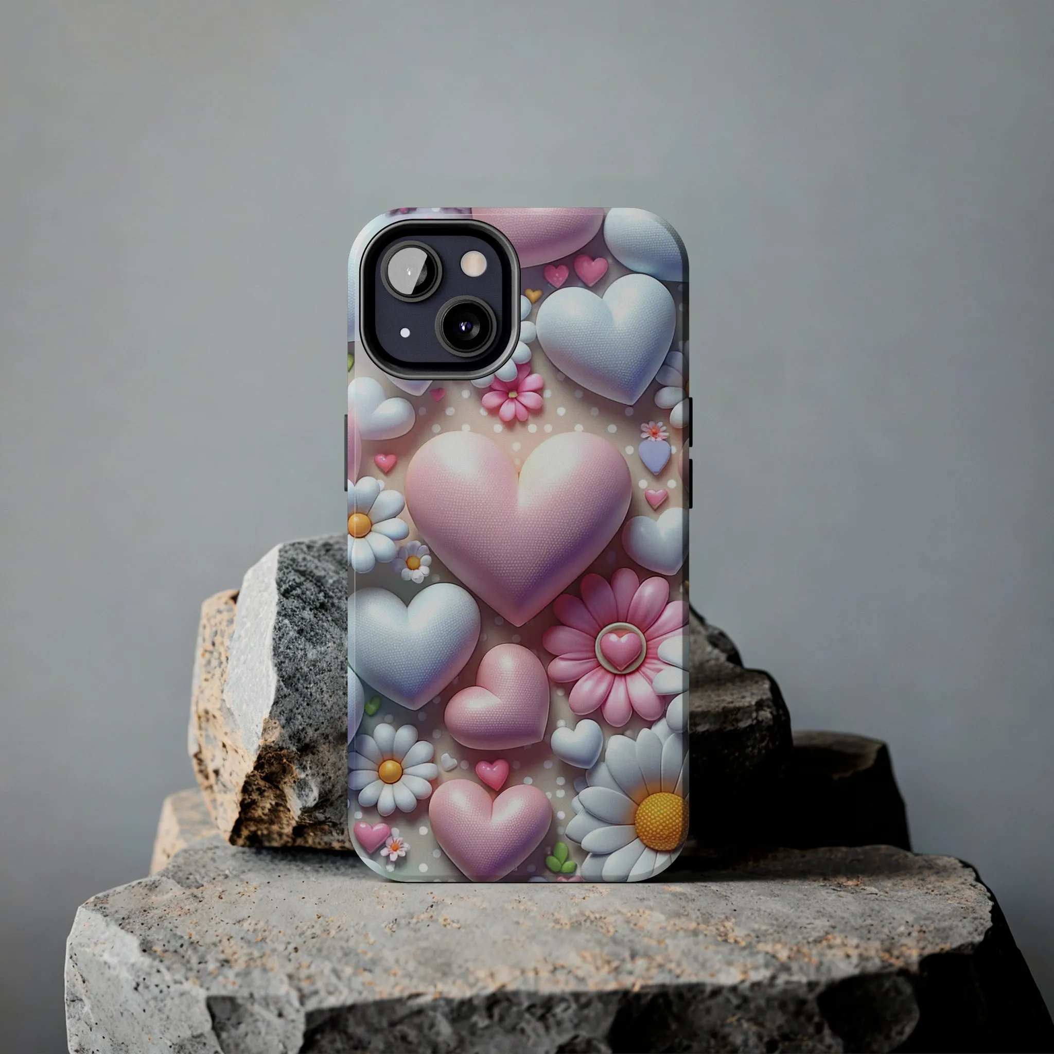 Pastel Heart and Flower Digital print Design Tough Phone Case compatible with a large variety of iPhone models, Gift, Phone Case