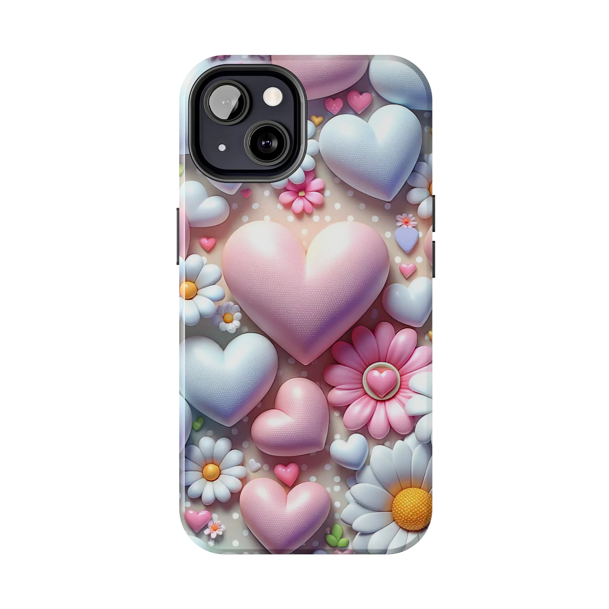 Pastel Heart and Flower Digital print Design Tough Phone Case compatible with a large variety of iPhone models, Gift, Phone Case