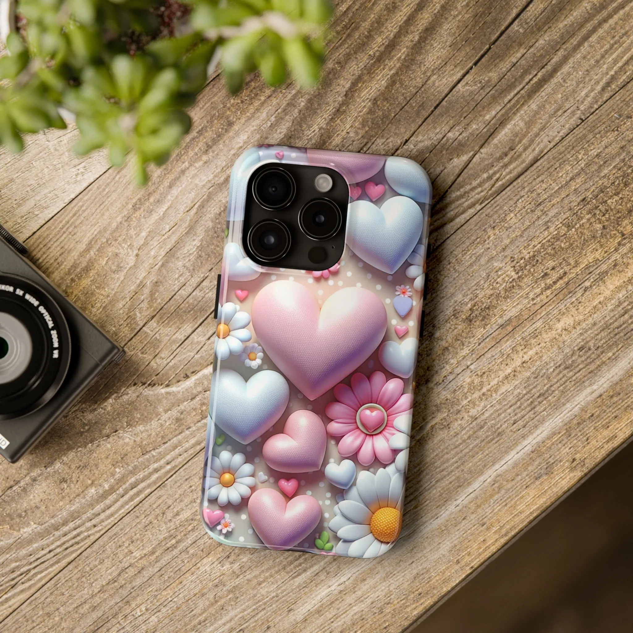 Pastel Heart and Flower Digital print Design Tough Phone Case compatible with a large variety of iPhone models, Gift, Phone Case