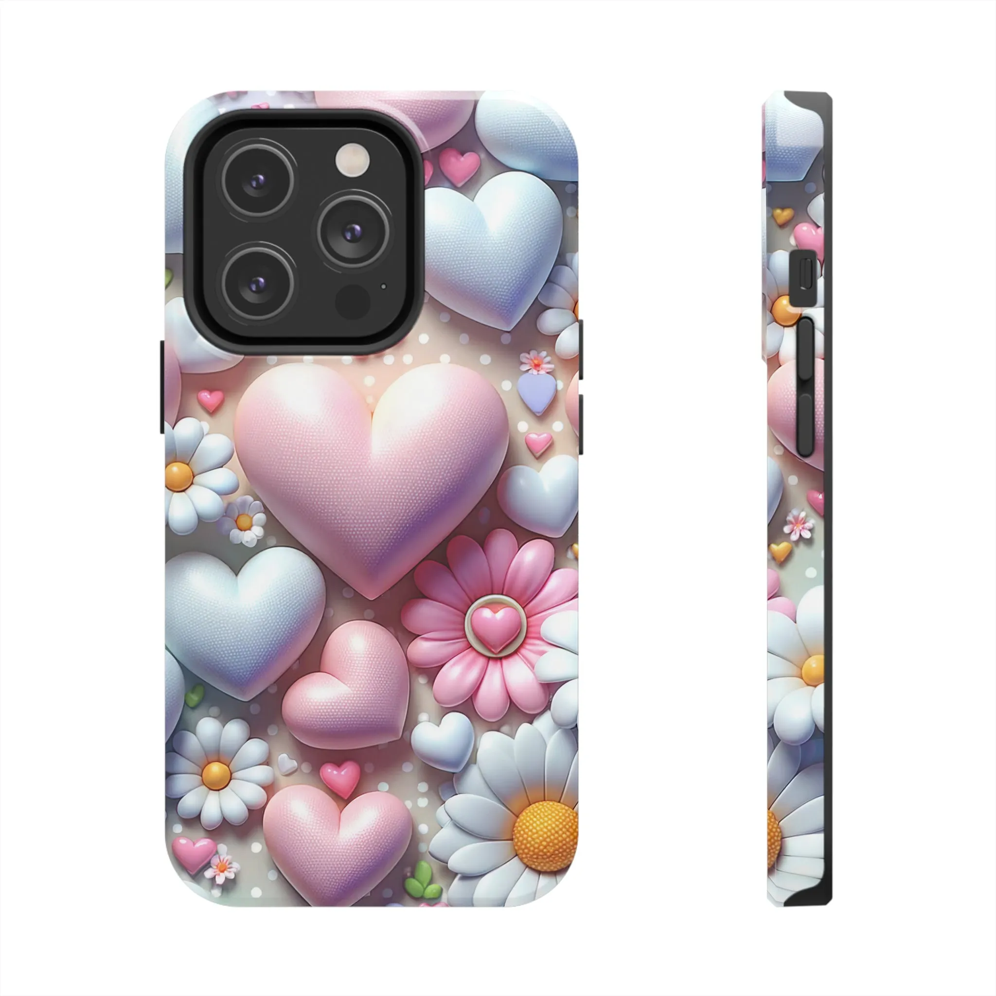 Pastel Heart and Flower Digital print Design Tough Phone Case compatible with a large variety of iPhone models, Gift, Phone Case