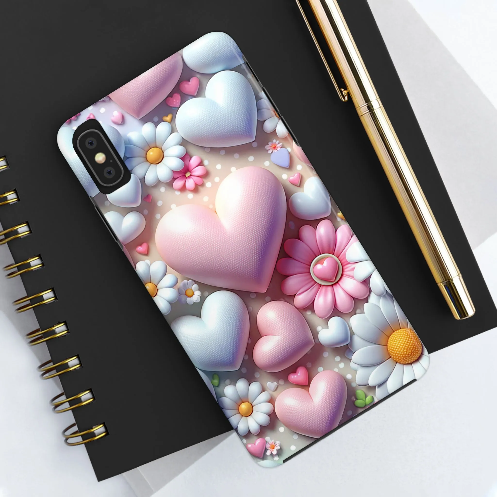 Pastel Heart and Flower Digital print Design Tough Phone Case compatible with a large variety of iPhone models, Gift, Phone Case