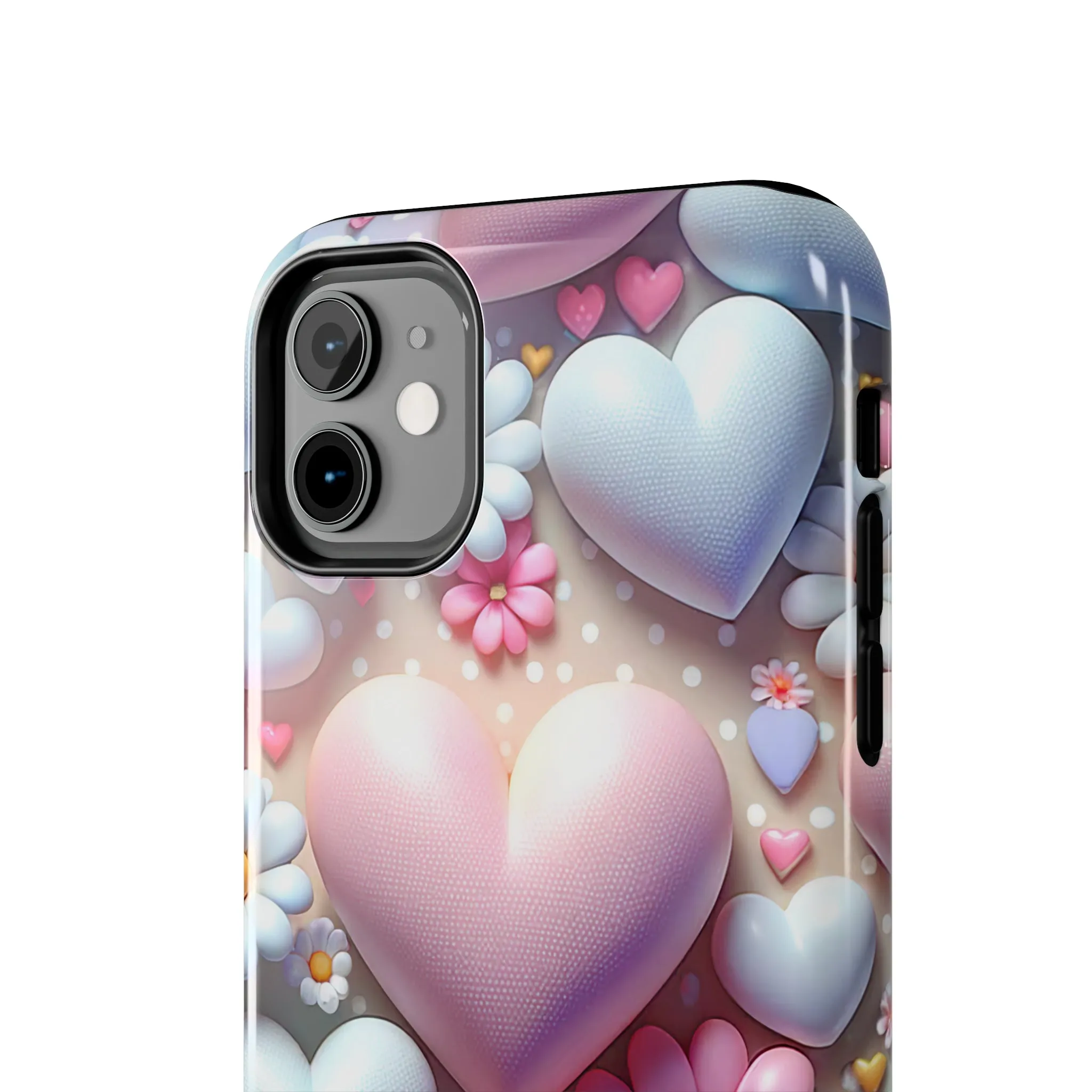 Pastel Heart and Flower Digital print Design Tough Phone Case compatible with a large variety of iPhone models, Gift, Phone Case