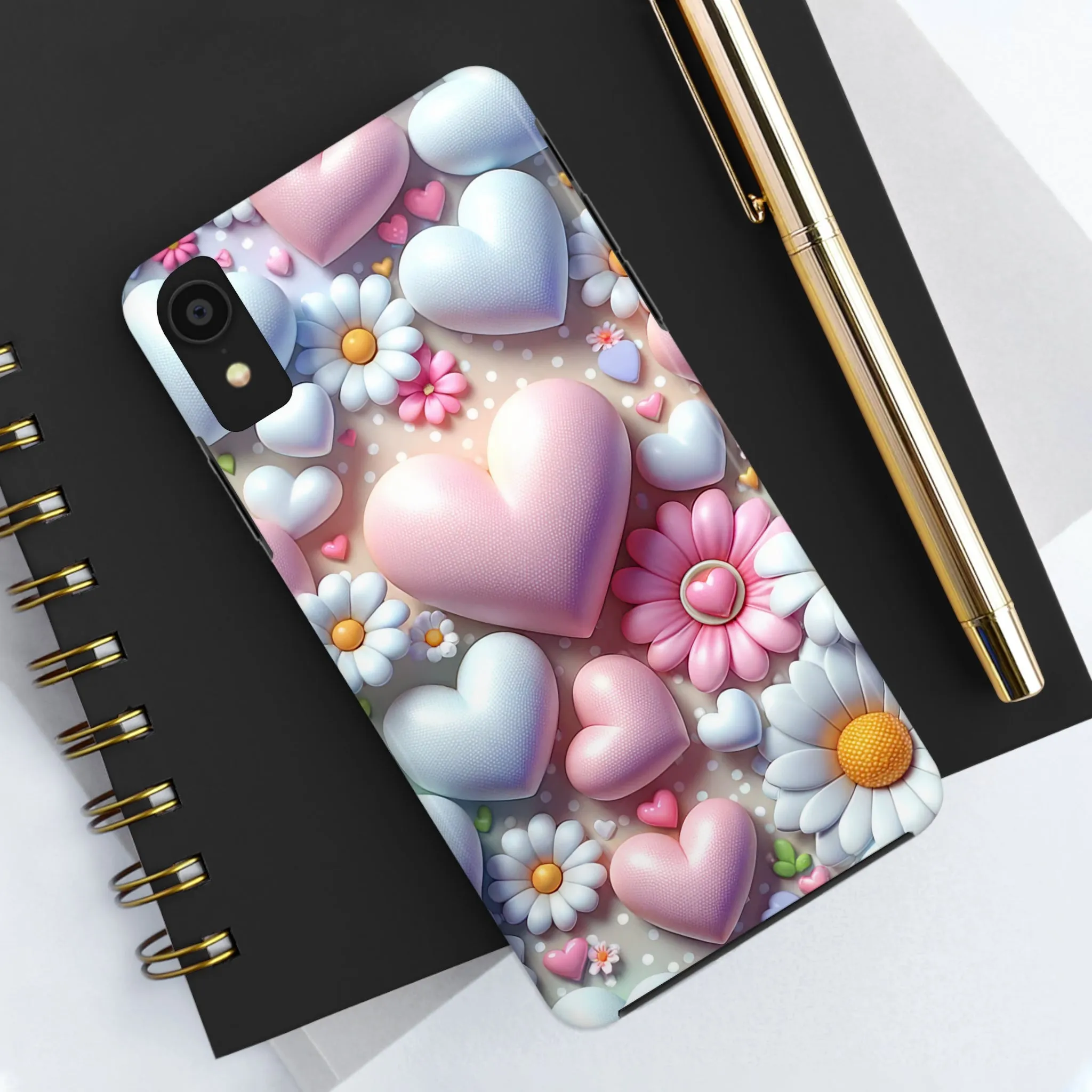 Pastel Heart and Flower Digital print Design Tough Phone Case compatible with a large variety of iPhone models, Gift, Phone Case