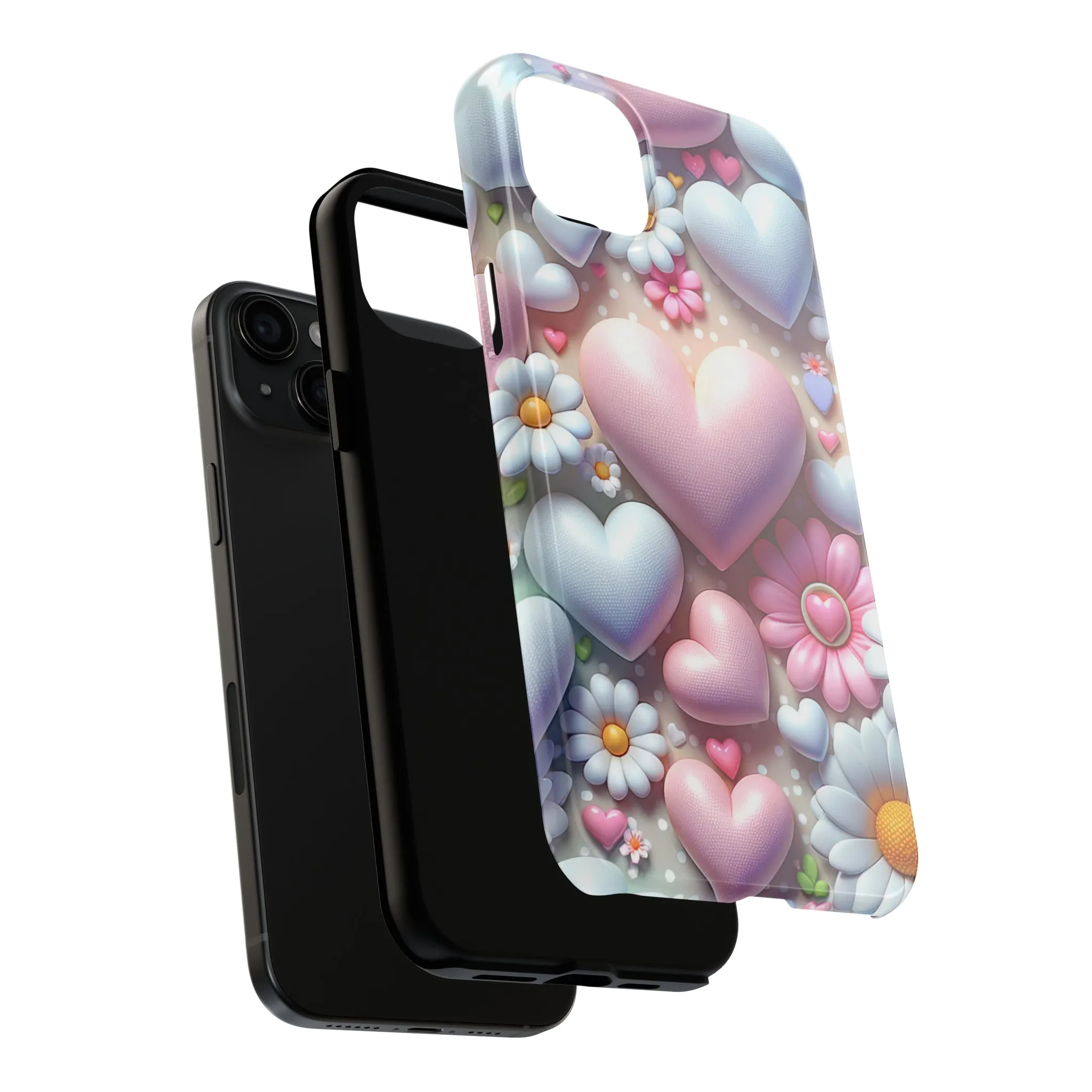 Pastel Heart and Flower Digital print Design Tough Phone Case compatible with a large variety of iPhone models, Gift, Phone Case