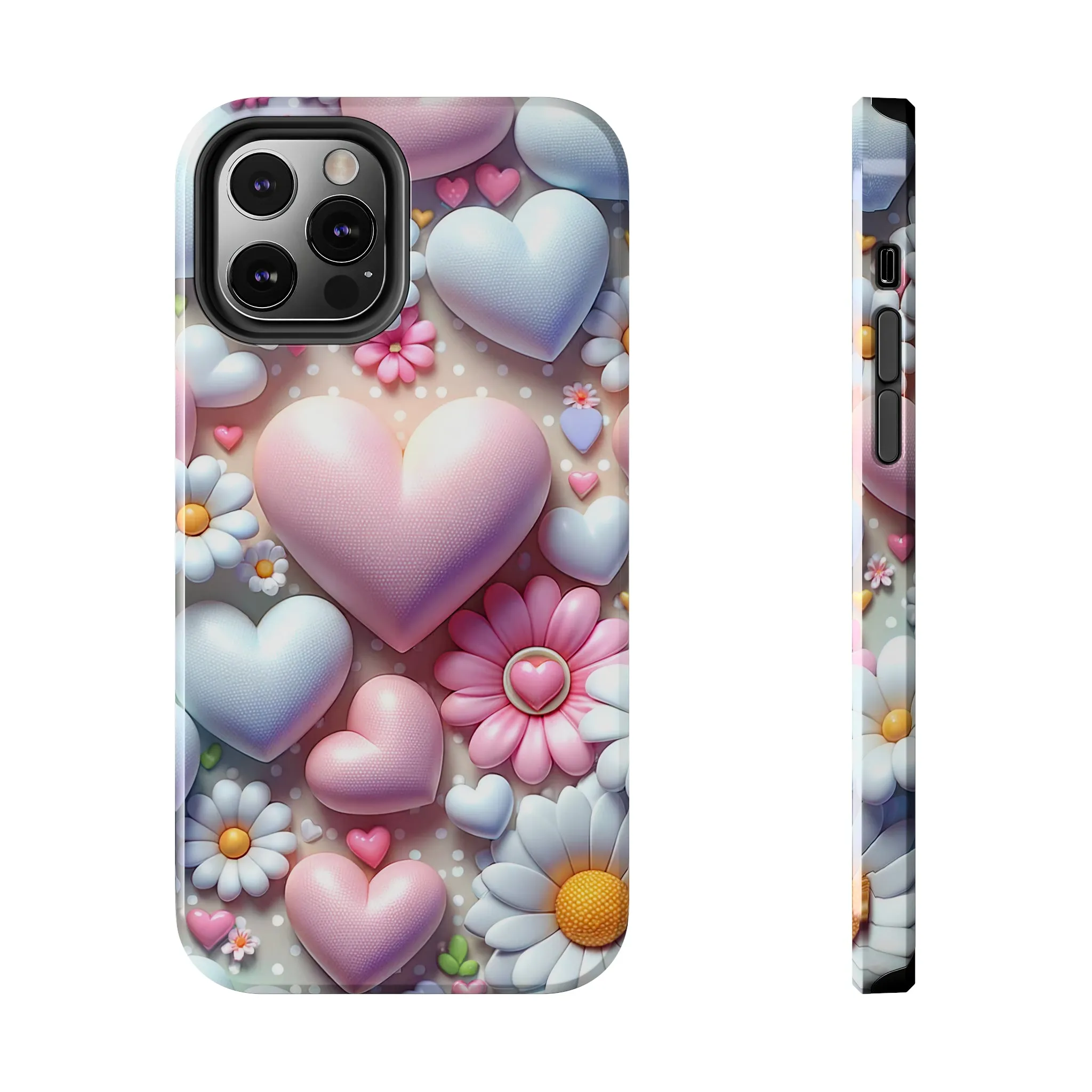 Pastel Heart and Flower Digital print Design Tough Phone Case compatible with a large variety of iPhone models, Gift, Phone Case