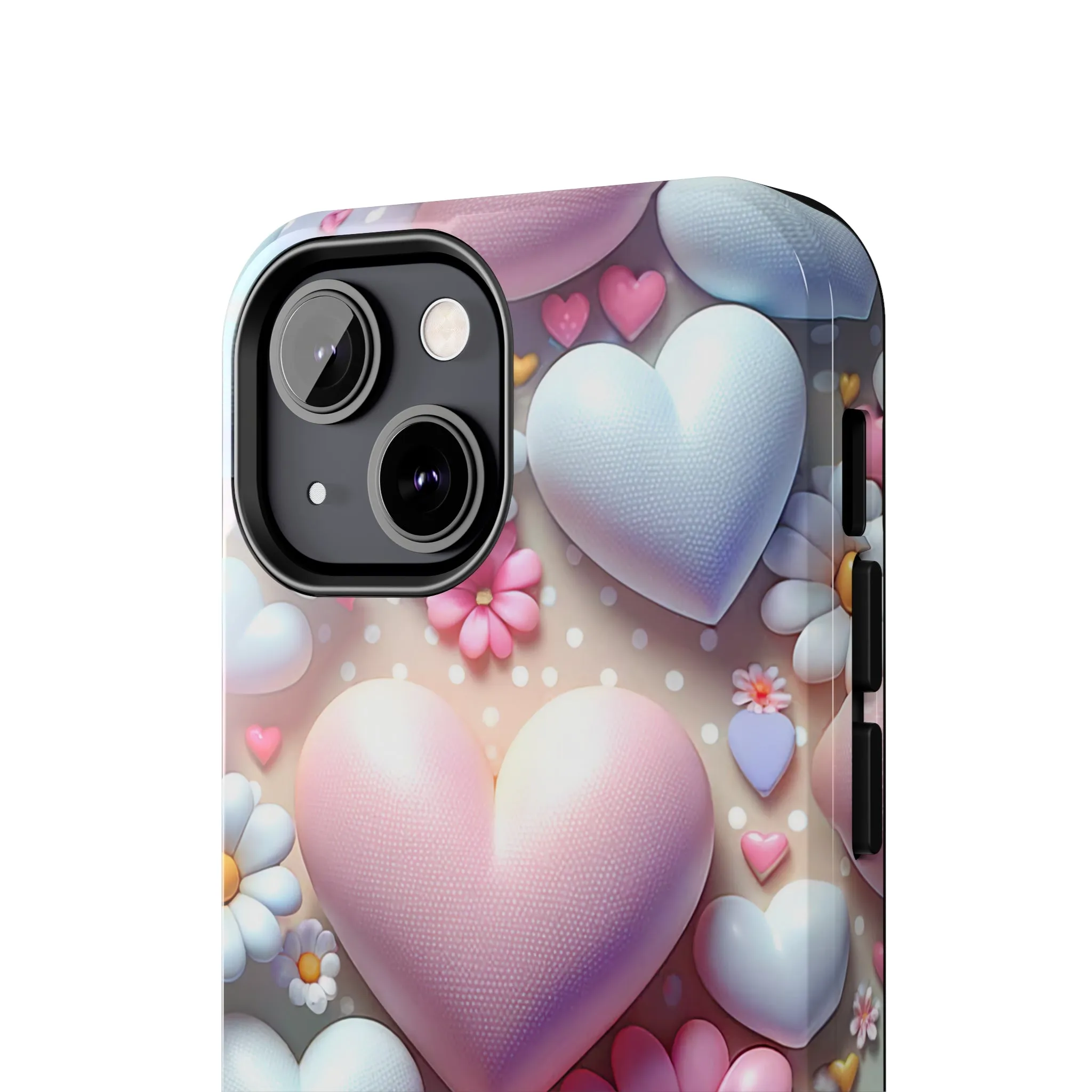 Pastel Heart and Flower Digital print Design Tough Phone Case compatible with a large variety of iPhone models, Gift, Phone Case