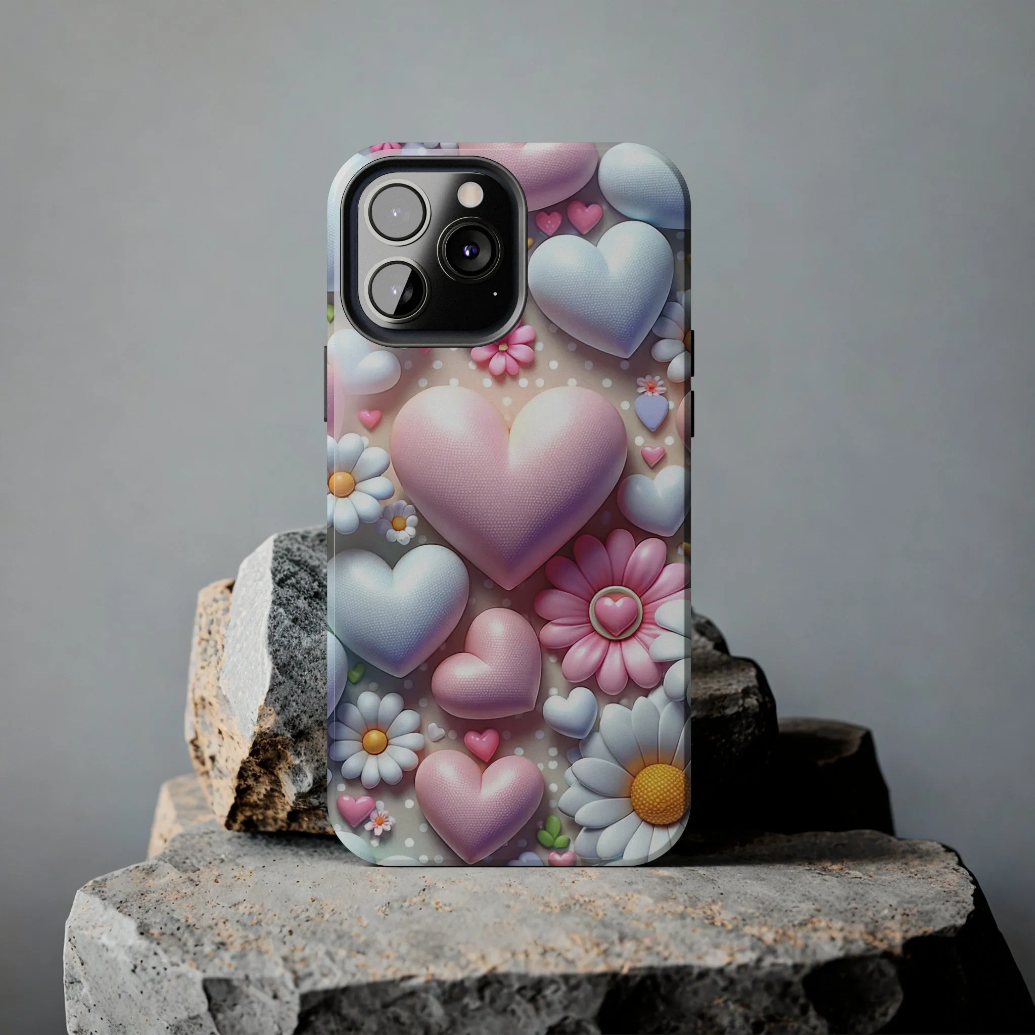 Pastel Heart and Flower Digital print Design Tough Phone Case compatible with a large variety of iPhone models, Gift, Phone Case