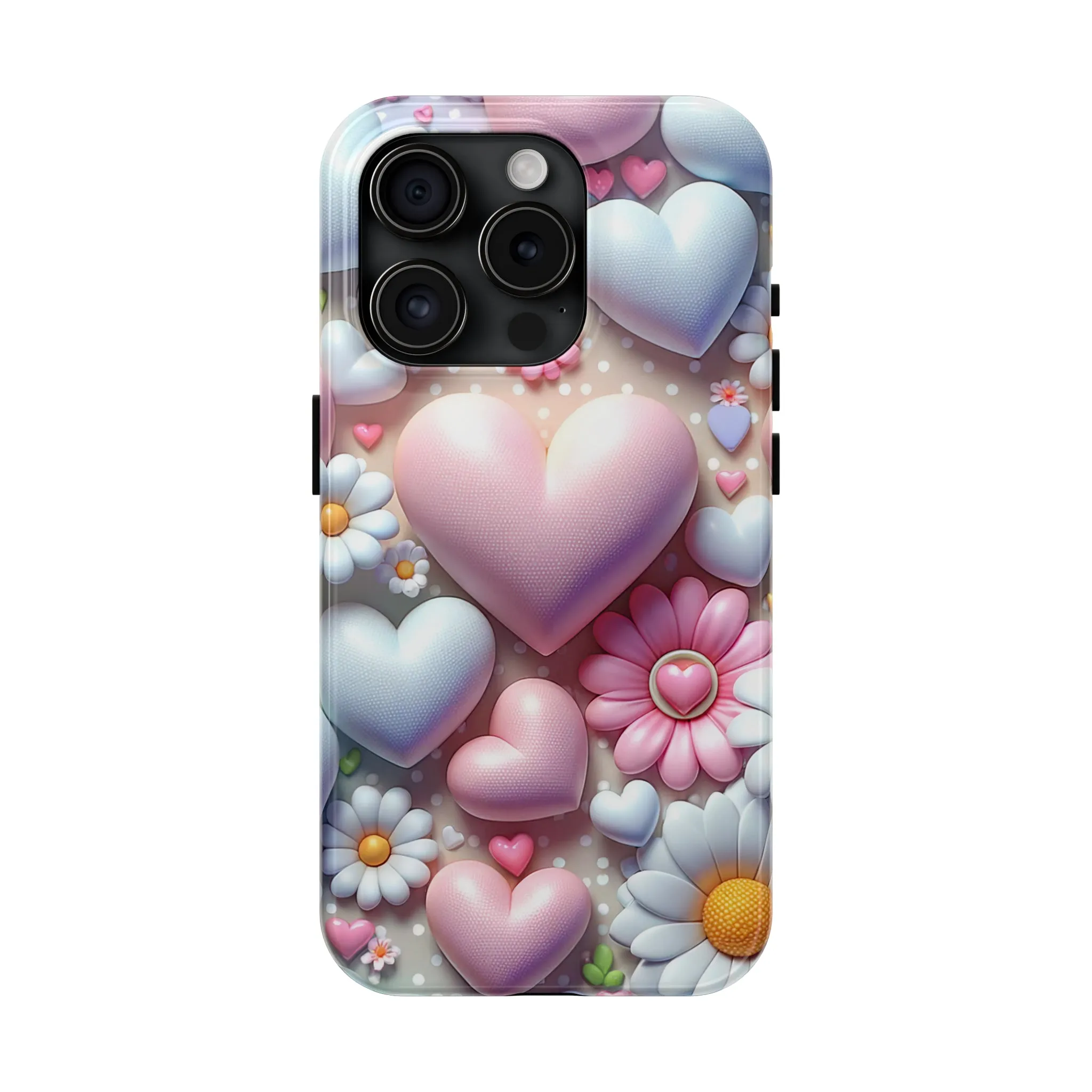 Pastel Heart and Flower Digital print Design Tough Phone Case compatible with a large variety of iPhone models, Gift, Phone Case