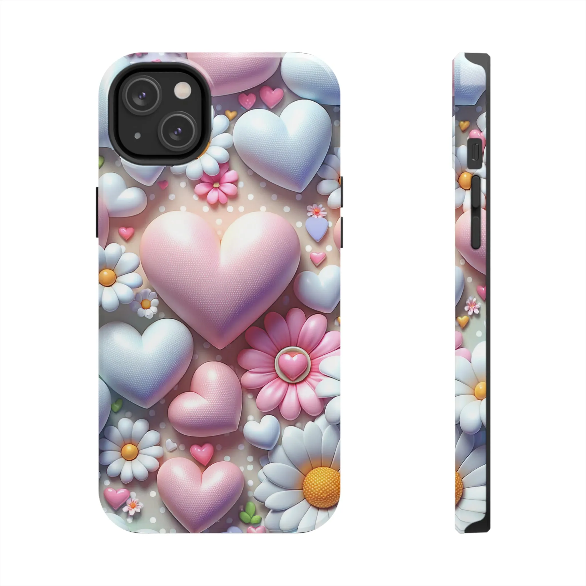 Pastel Heart and Flower Digital print Design Tough Phone Case compatible with a large variety of iPhone models, Gift, Phone Case