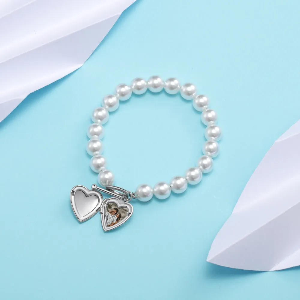 Personalized Pearl Chain Photo Bracelet