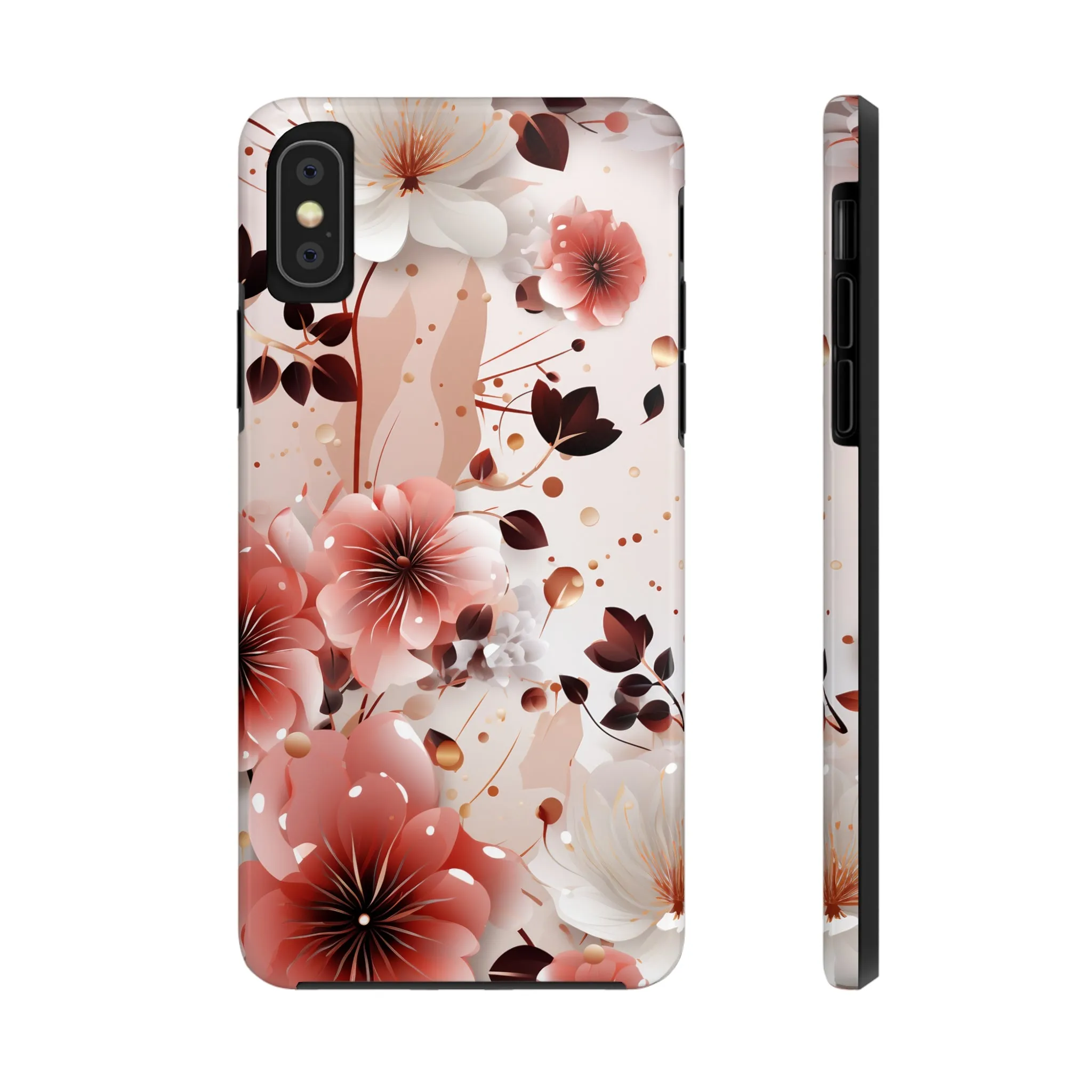 Pretty Pink & White Flowers Pattern Design Tough Phone Case compatible with a large variety of iPhone models, Gift, Phone Case