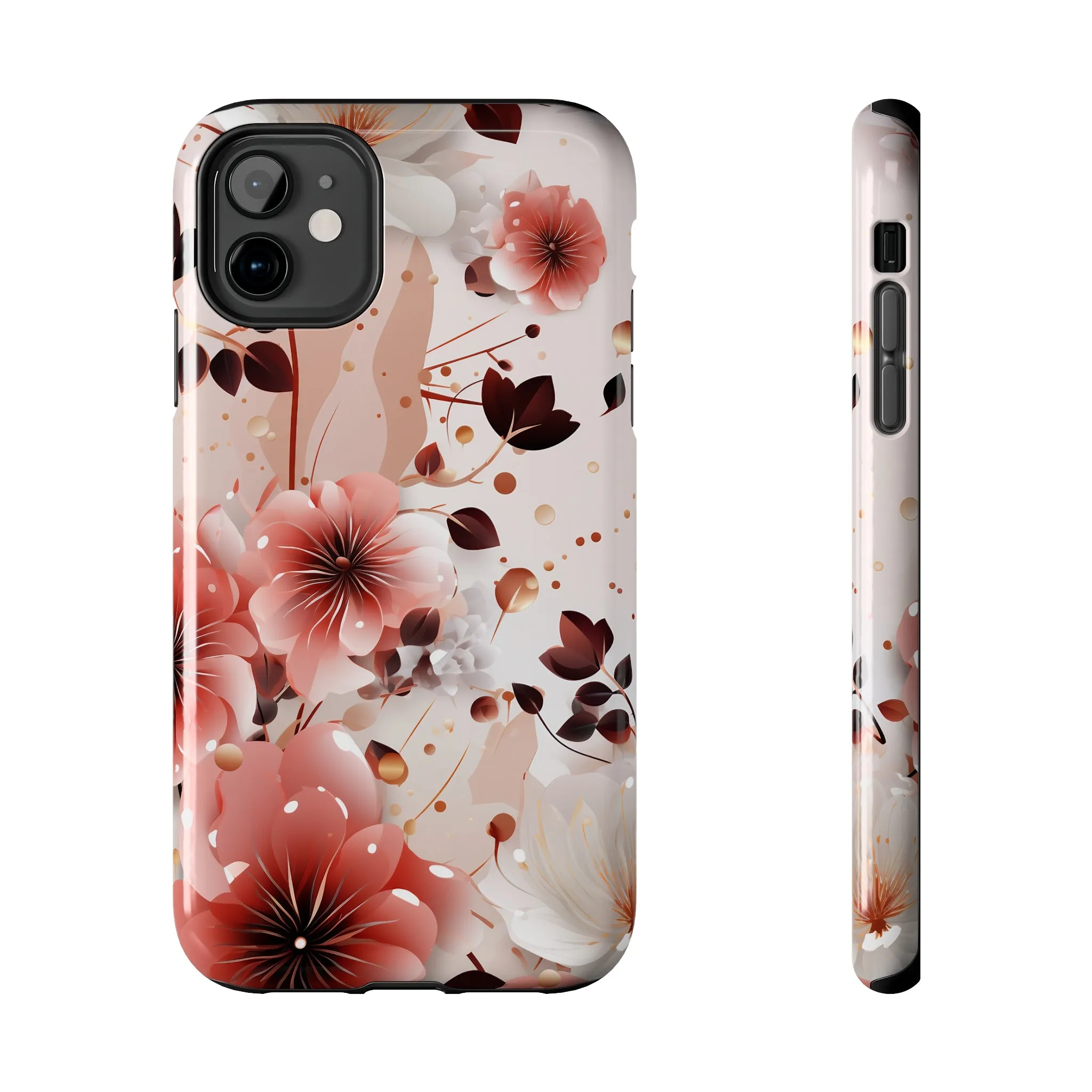 Pretty Pink & White Flowers Pattern Design Tough Phone Case compatible with a large variety of iPhone models, Gift, Phone Case