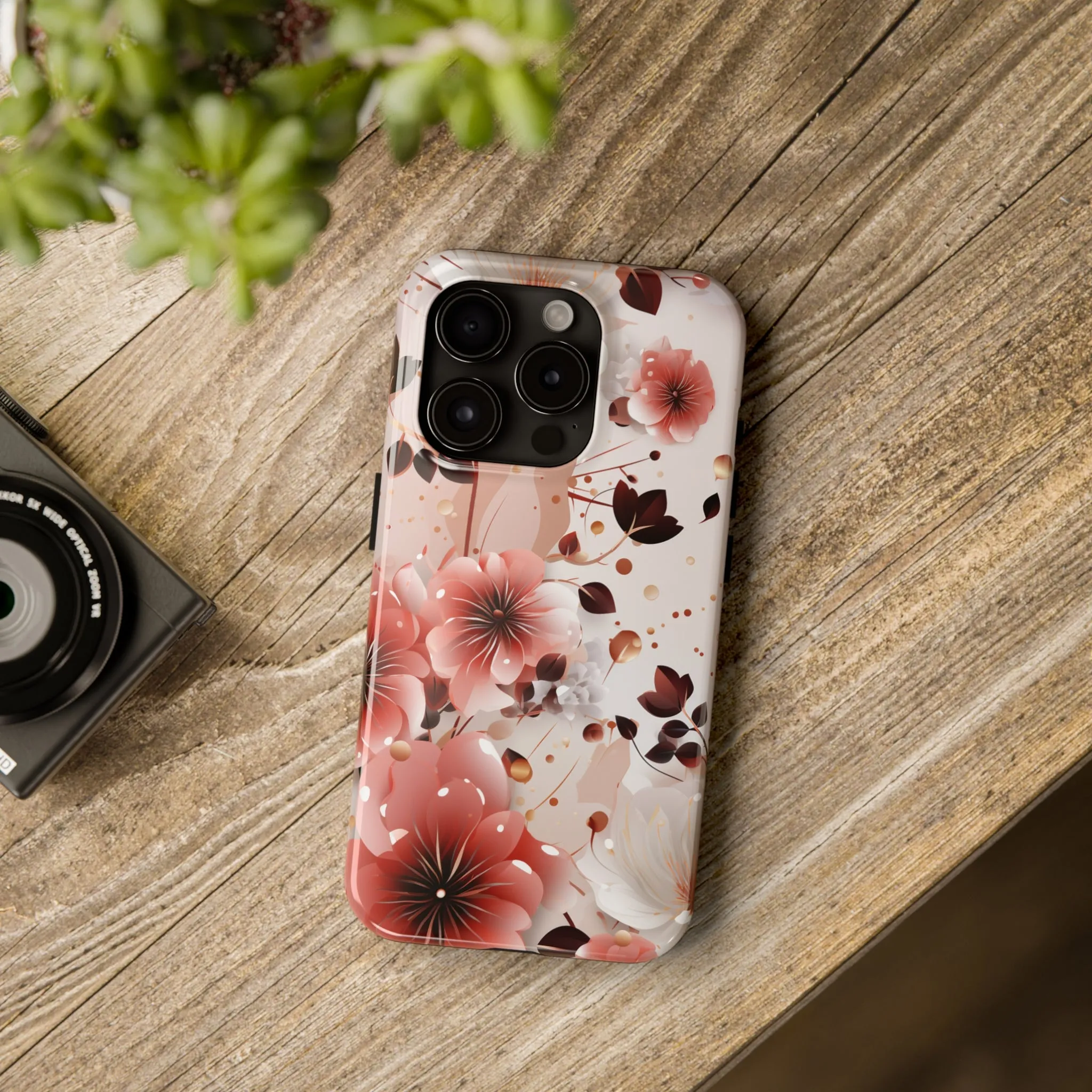 Pretty Pink & White Flowers Pattern Design Tough Phone Case compatible with a large variety of iPhone models, Gift, Phone Case