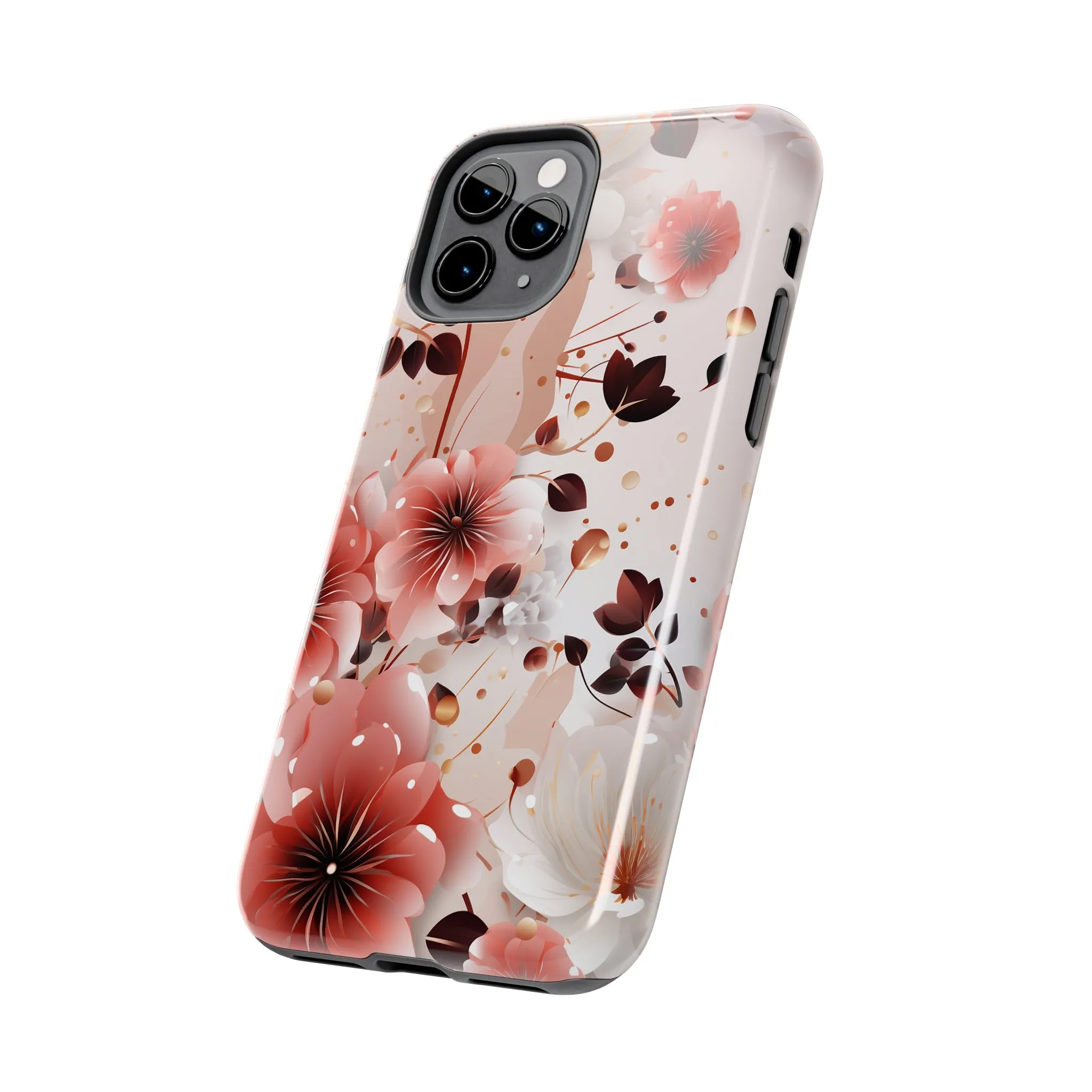 Pretty Pink & White Flowers Pattern Design Tough Phone Case compatible with a large variety of iPhone models, Gift, Phone Case