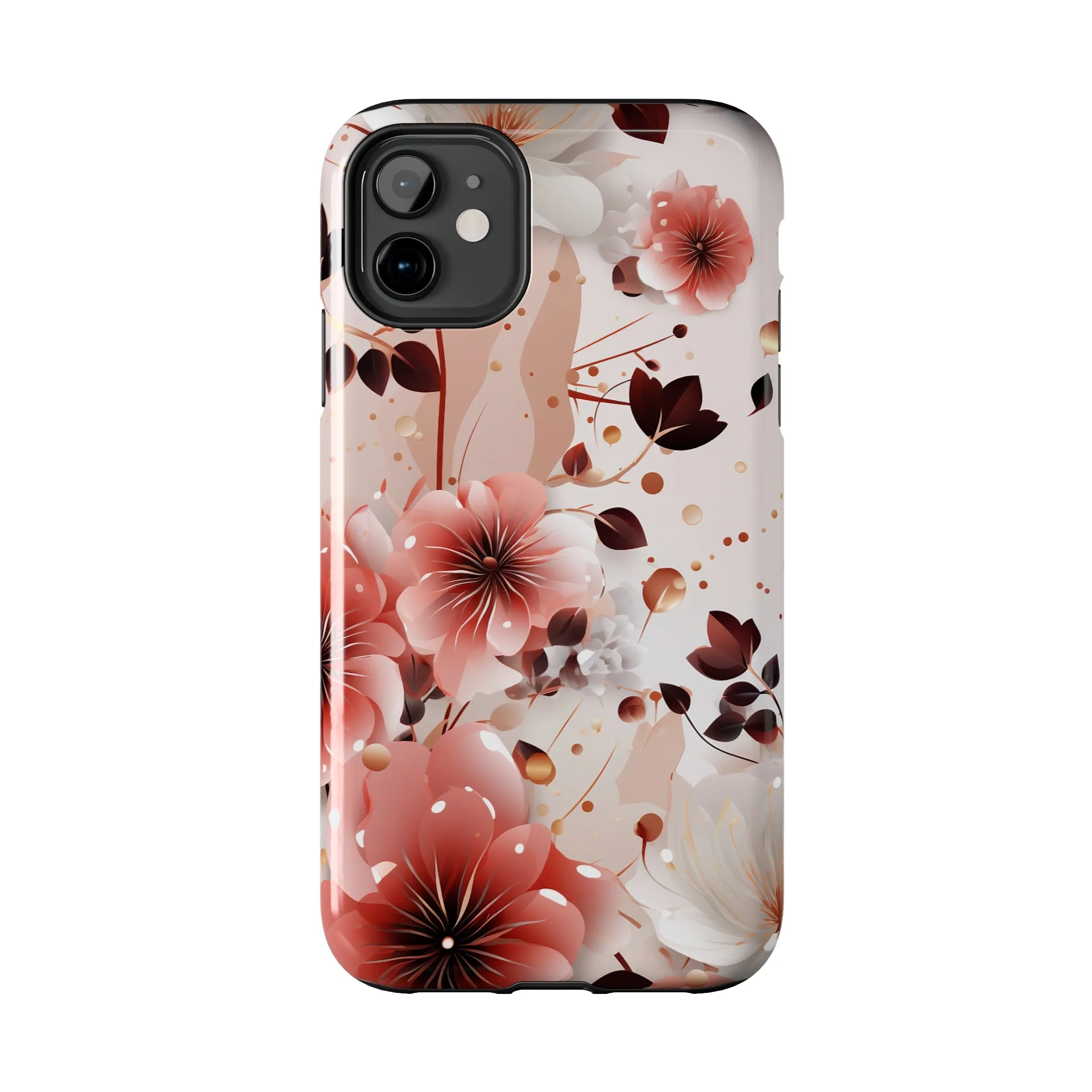 Pretty Pink & White Flowers Pattern Design Tough Phone Case compatible with a large variety of iPhone models, Gift, Phone Case