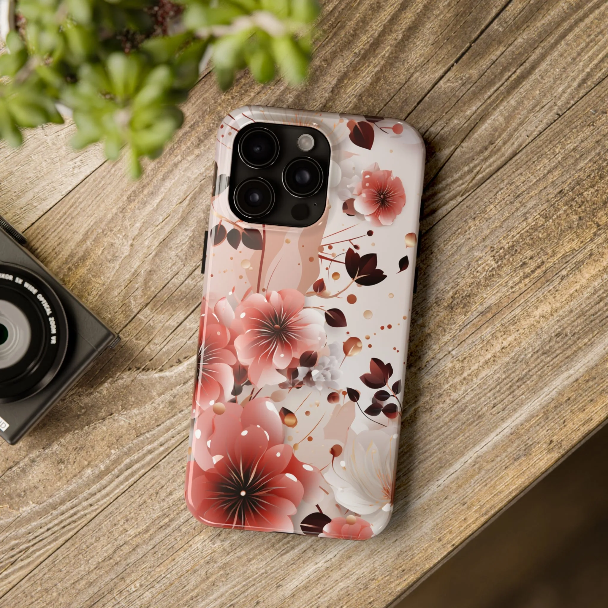 Pretty Pink & White Flowers Pattern Design Tough Phone Case compatible with a large variety of iPhone models, Gift, Phone Case