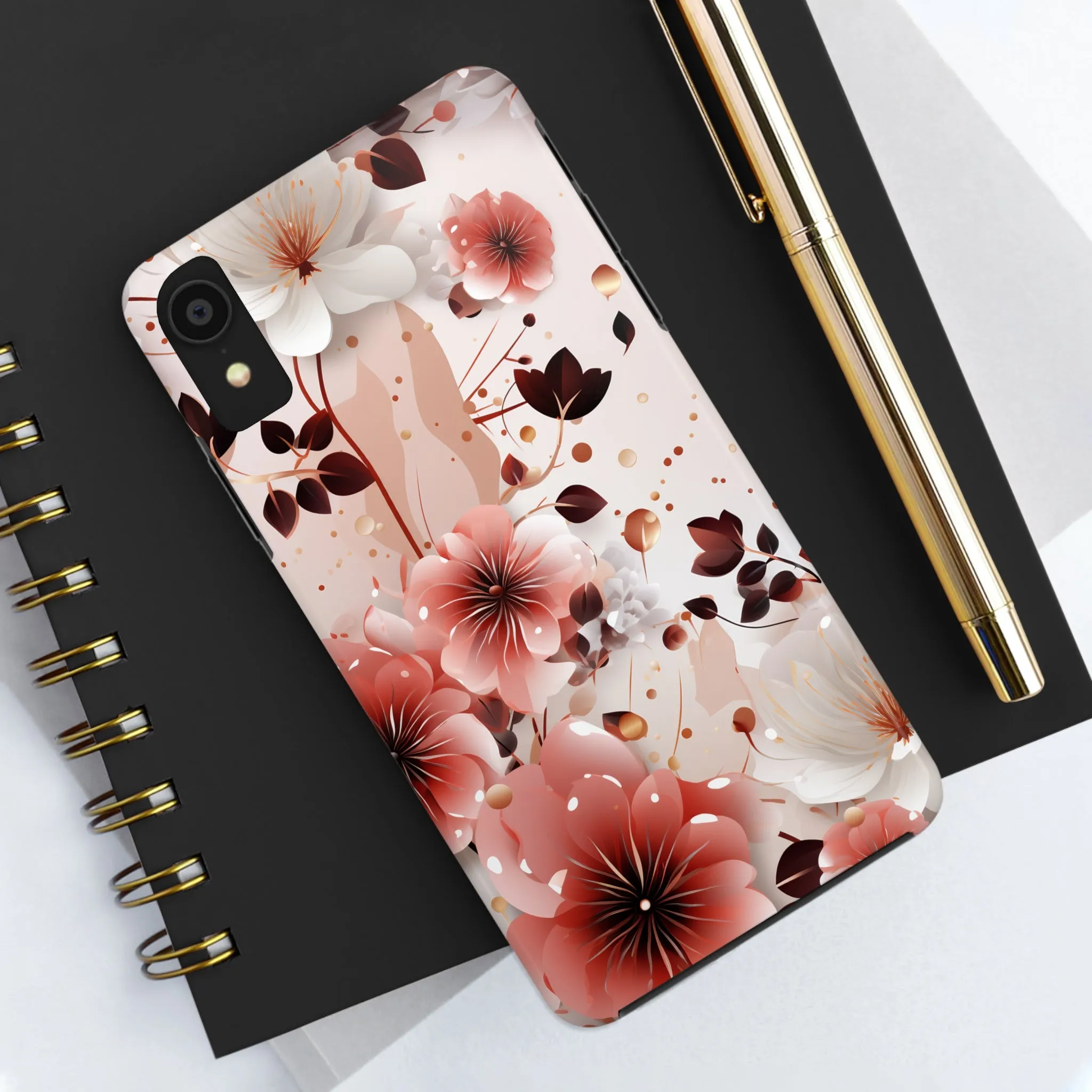 Pretty Pink & White Flowers Pattern Design Tough Phone Case compatible with a large variety of iPhone models, Gift, Phone Case