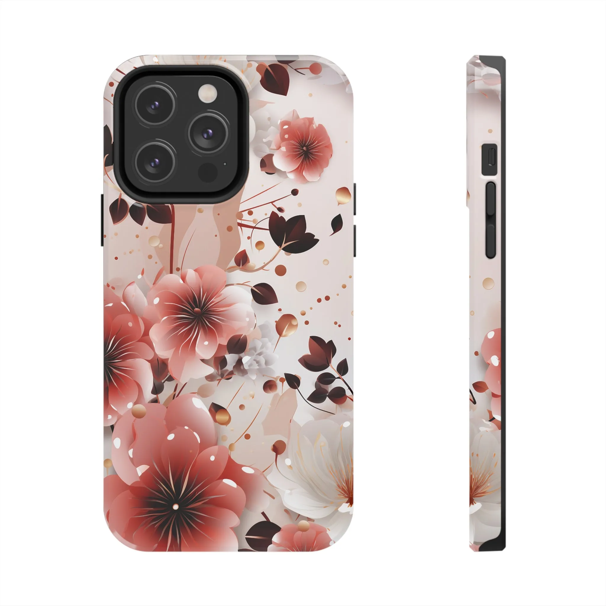 Pretty Pink & White Flowers Pattern Design Tough Phone Case compatible with a large variety of iPhone models, Gift, Phone Case