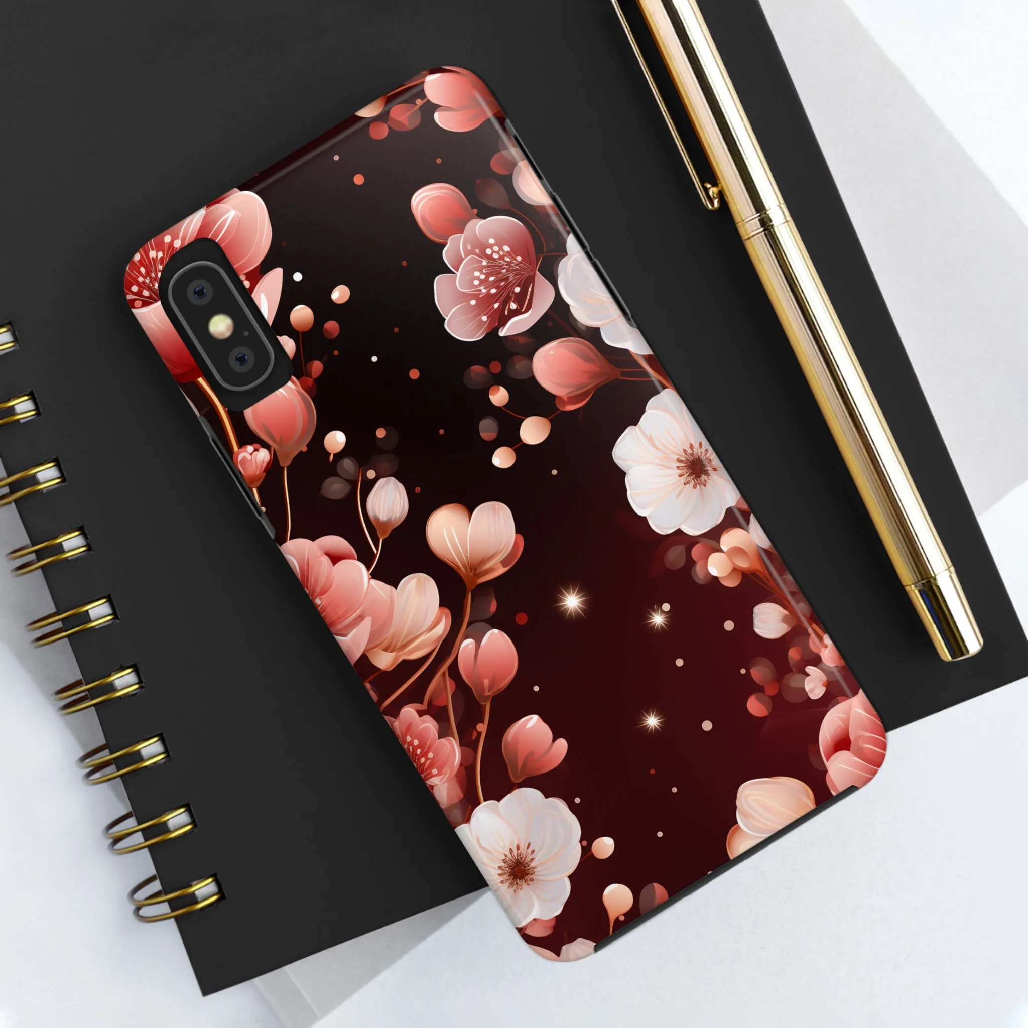 Pretty Pink Flowers Pattern Design Tough Phone Case compatible with a large variety of iPhone models, Gift, Phone Case