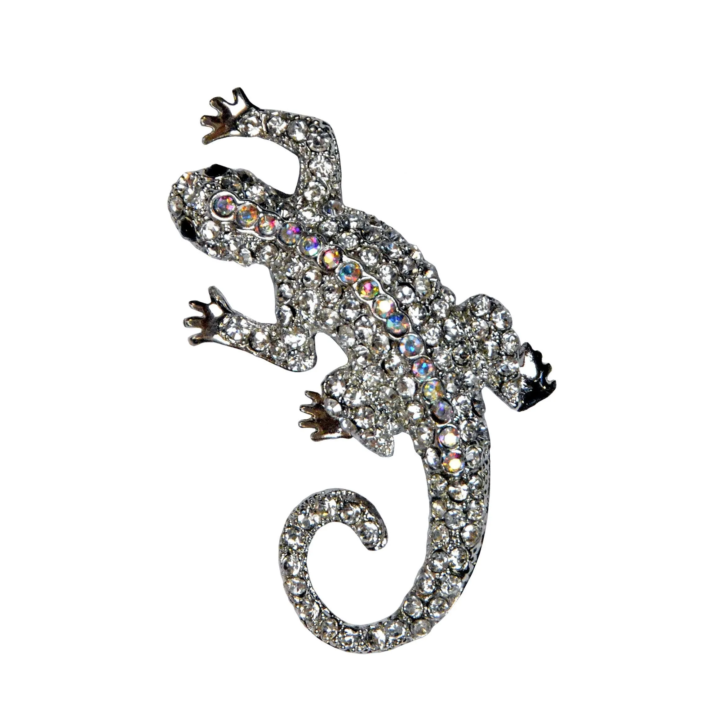 Rhinestone Brooch - Lizard