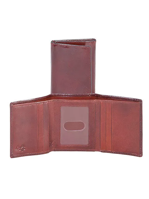 Scully Italian Leather RFID Tri-Fold Wallet Mahogany