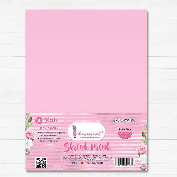 Shrink Prink - Baby Pink Frosted Glass Sheet - Pack of 50 Sheets