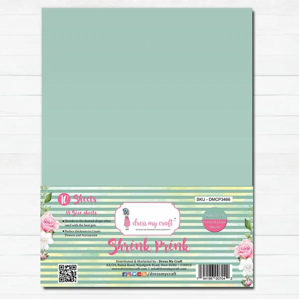 Shrink Prink - Dull Green Frosted Glass Sheet - Pack of 10 Sheets