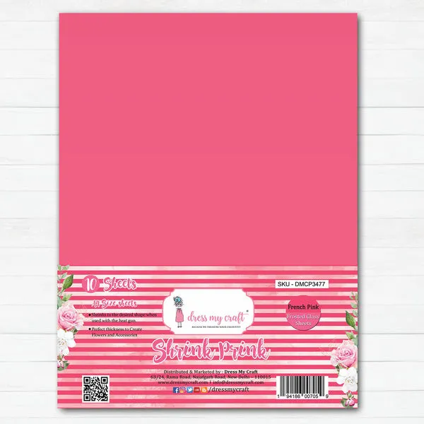 Shrink Prink - French Pink Frosted Glass Sheet - Pack of 10 Sheets