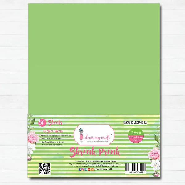 Shrink Prink - Green Frosted Glass Sheet - Pack of 50 Sheets