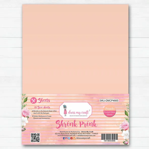 Shrink Prink - Peach Frosted Glass Sheet - Pack of 50 Sheets