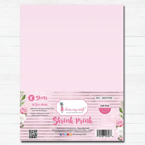 Shrink Prink - Soft Pink Frosted Glass Sheet - Pack of 10 Sheets