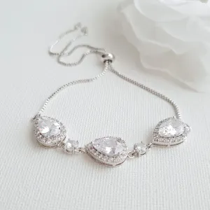 Silver Cubic Zirconia Bracelets for Bridesmaids & Brides- Emma