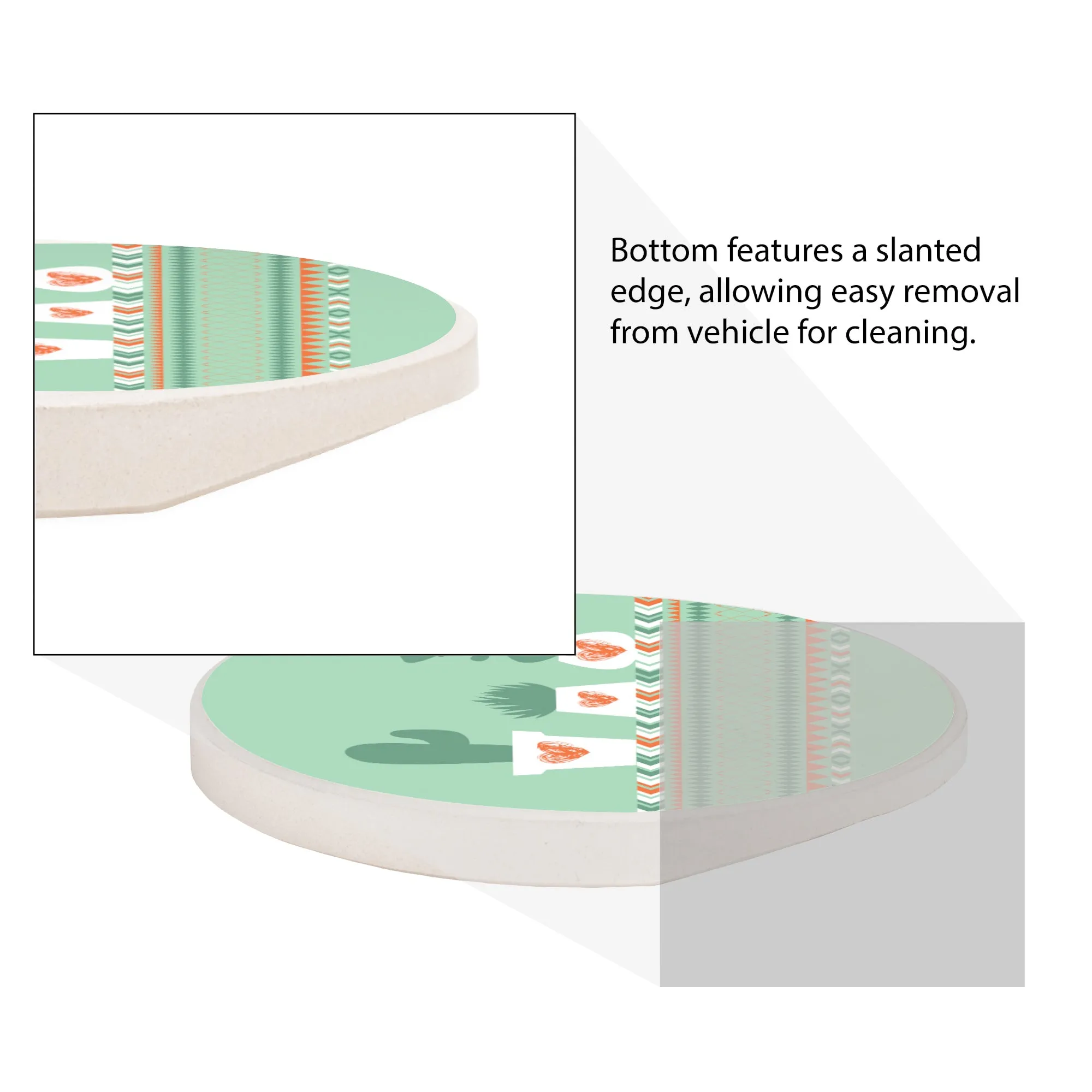 Southwest Cactus Heart Sage Green 2.75 x 2.75 Ceramic Car Coasters Pack of 2