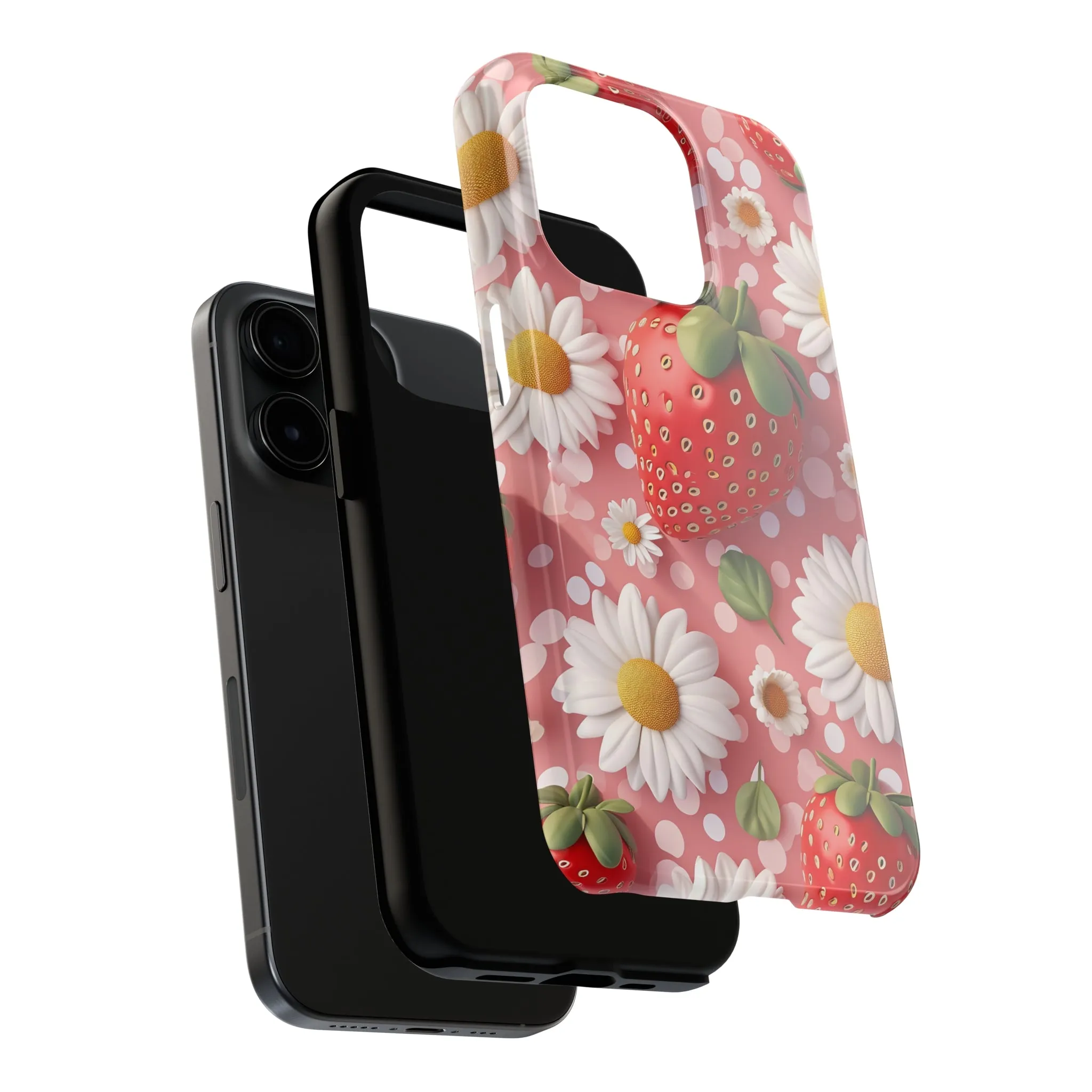 Strawberries & Daisies Digital print Design Tough Phone Case compatible with a large variety of iPhone models, Gift, Phone Case