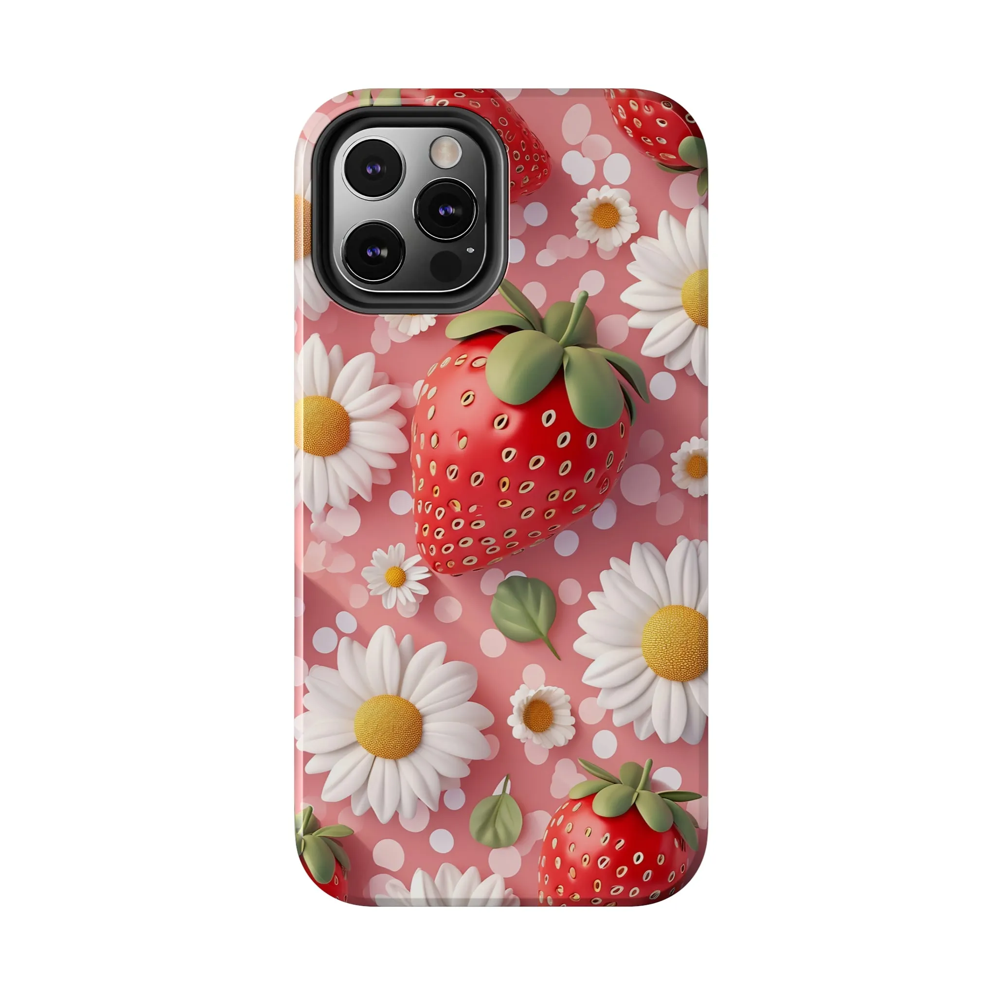 Strawberries & Daisies Digital print Design Tough Phone Case compatible with a large variety of iPhone models, Gift, Phone Case