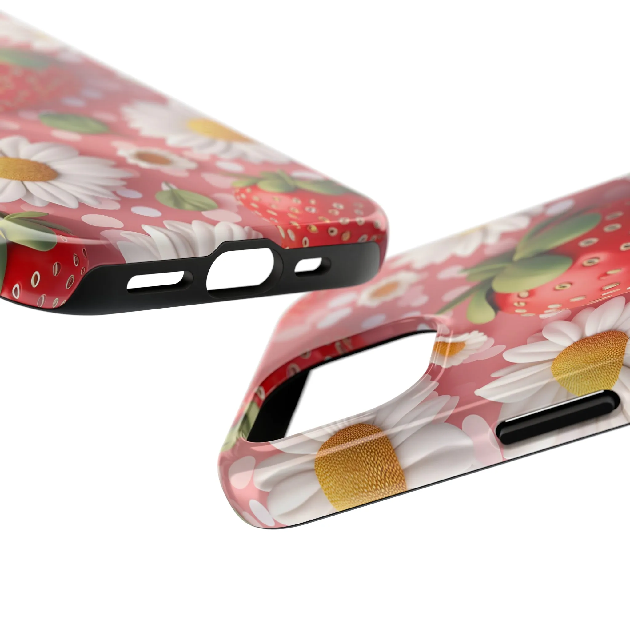 Strawberries & Daisies Digital print Design Tough Phone Case compatible with a large variety of iPhone models, Gift, Phone Case