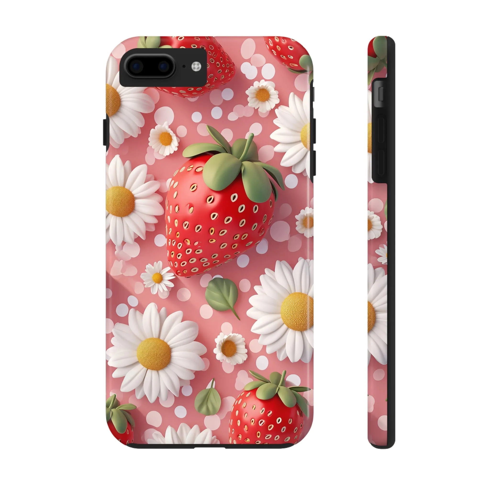 Strawberries & Daisies Digital print Design Tough Phone Case compatible with a large variety of iPhone models, Gift, Phone Case