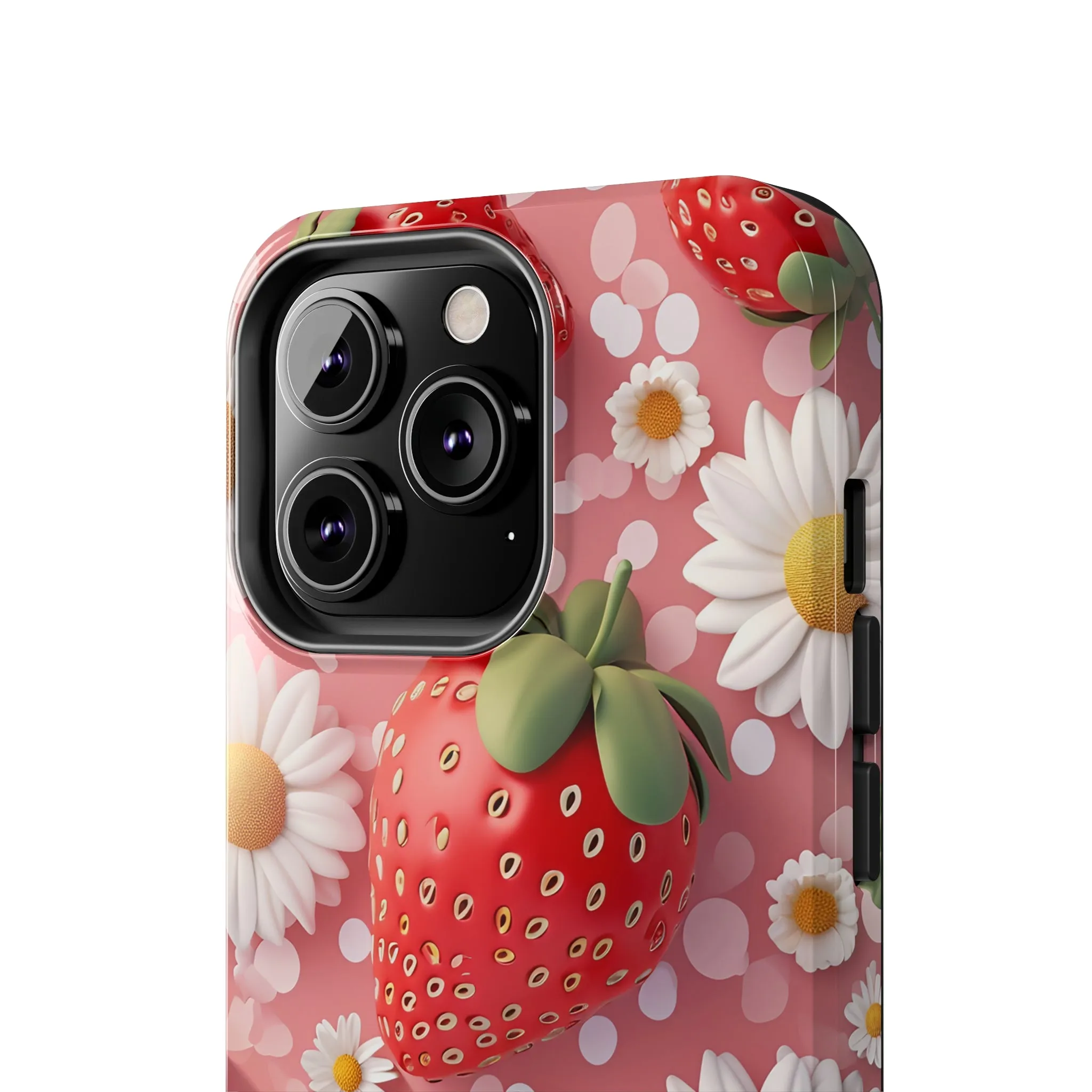 Strawberries & Daisies Digital print Design Tough Phone Case compatible with a large variety of iPhone models, Gift, Phone Case